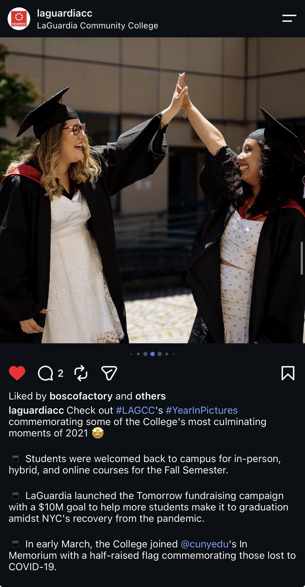@laguardiacc #YearInPictures post recapping the college's 2021.